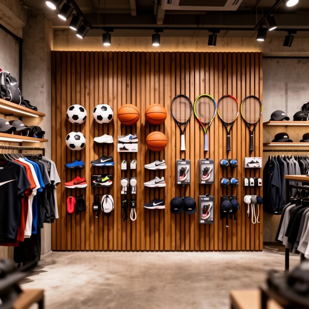 Paredes slatwall para retail deportivo